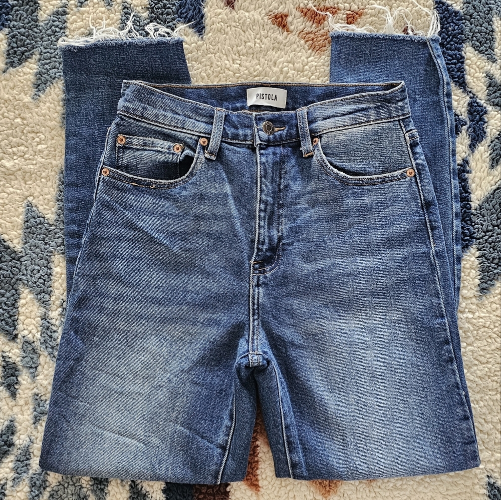 PISTOLA Cara Blue  High Rise Vintage Ankle Skinny Jeans Size 27 - Picture 5 of 13